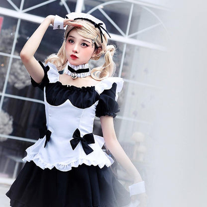Miracle Nikki Black and White Maid Outfit Lolita Dress Fancy Anime Game Cosplay Costume