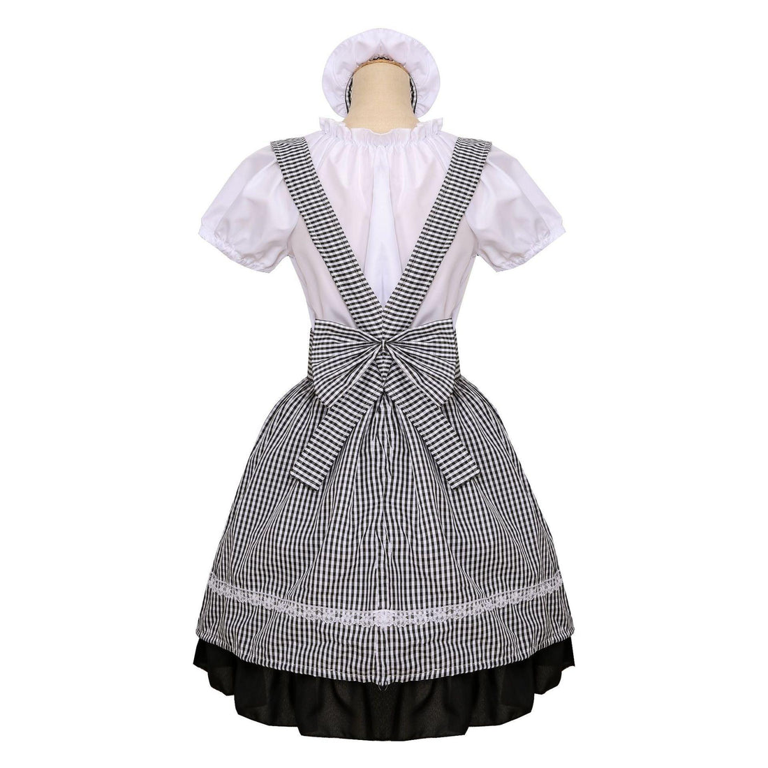 Black and White Plaid Maid Outfit Lolita Dress Kitchen Girl Daily Dress Cosplay Costume