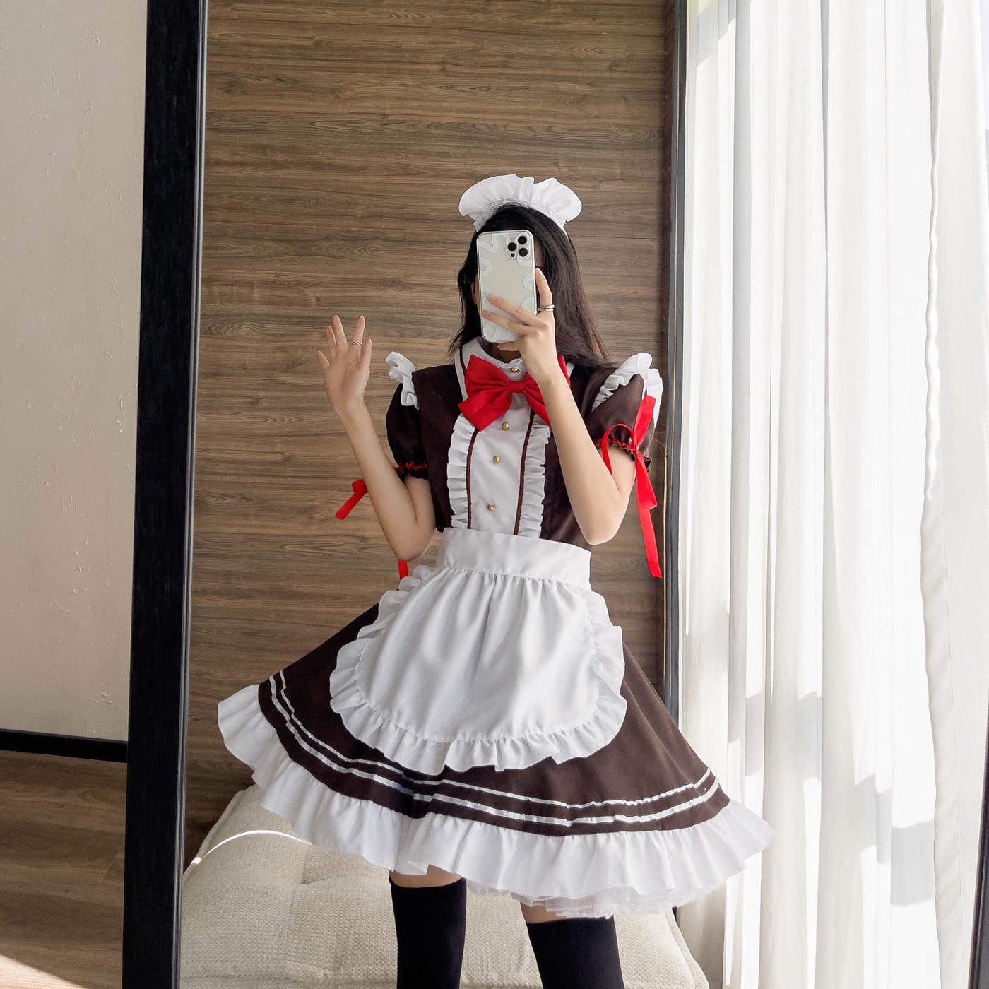 Coffee Waitress Maid Outfit Lolita Dress Anime Game Crossdresser CD Fancy Cosplay Costume