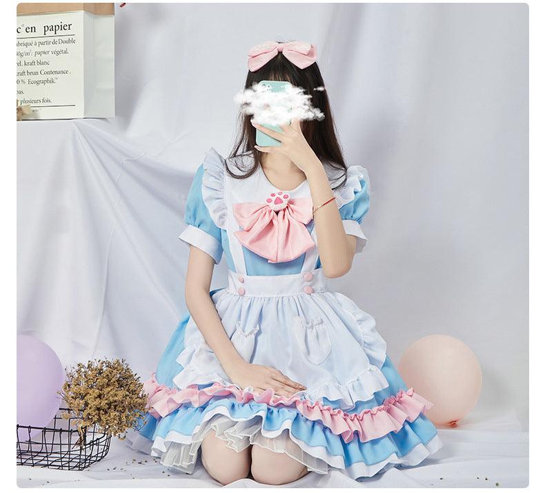 Original Light Blue Maid Outfit Lolita Dress Daily Fancy College Dress Cosplay Costume