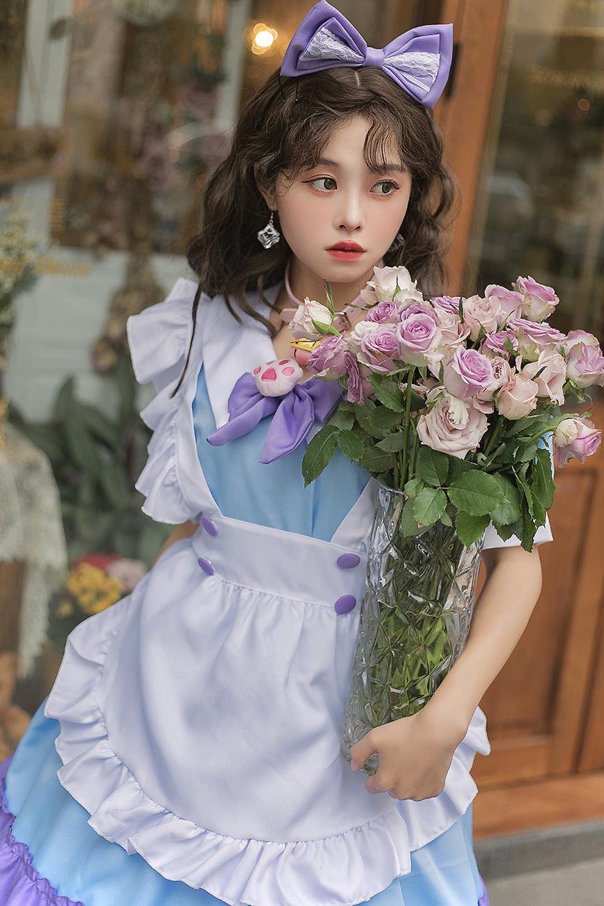 Pink Light Blue Cute Girl Maid Outfit Large Size Lolita Dress Crossdresser Cosplay Costume