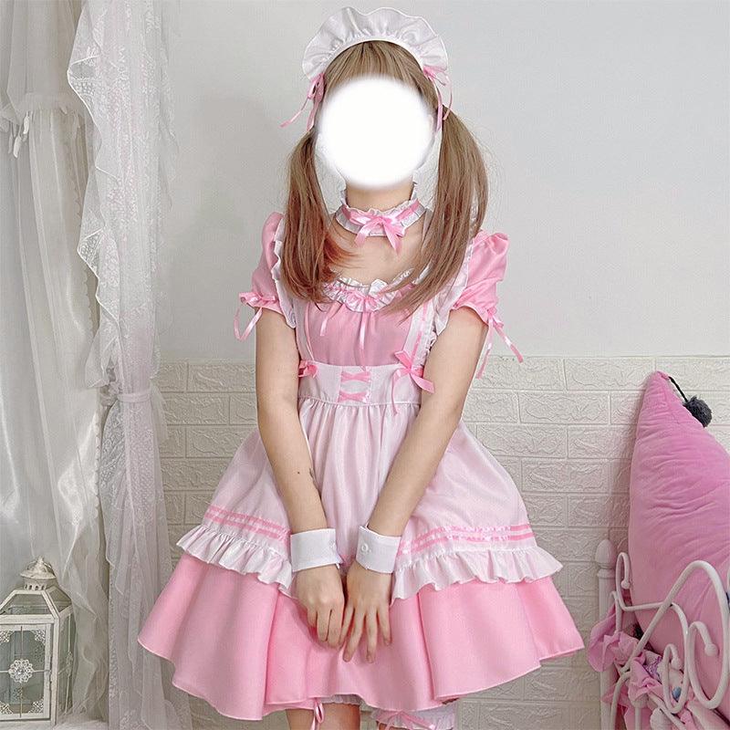 Miracle Nikki Pink Maid Outfit Lolita Dress Fancy Cross Dress CD Anime Cosplay Costume