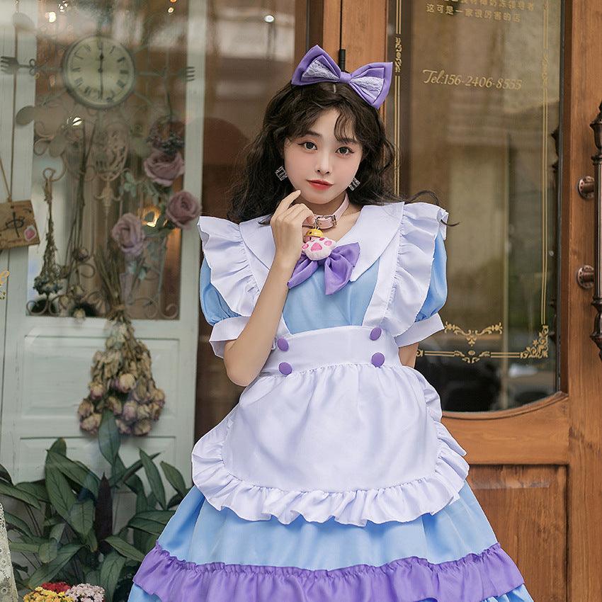 Pink Light Blue Cute Girl Maid Outfit Large Size Lolita Dress Crossdresser Cosplay Costume