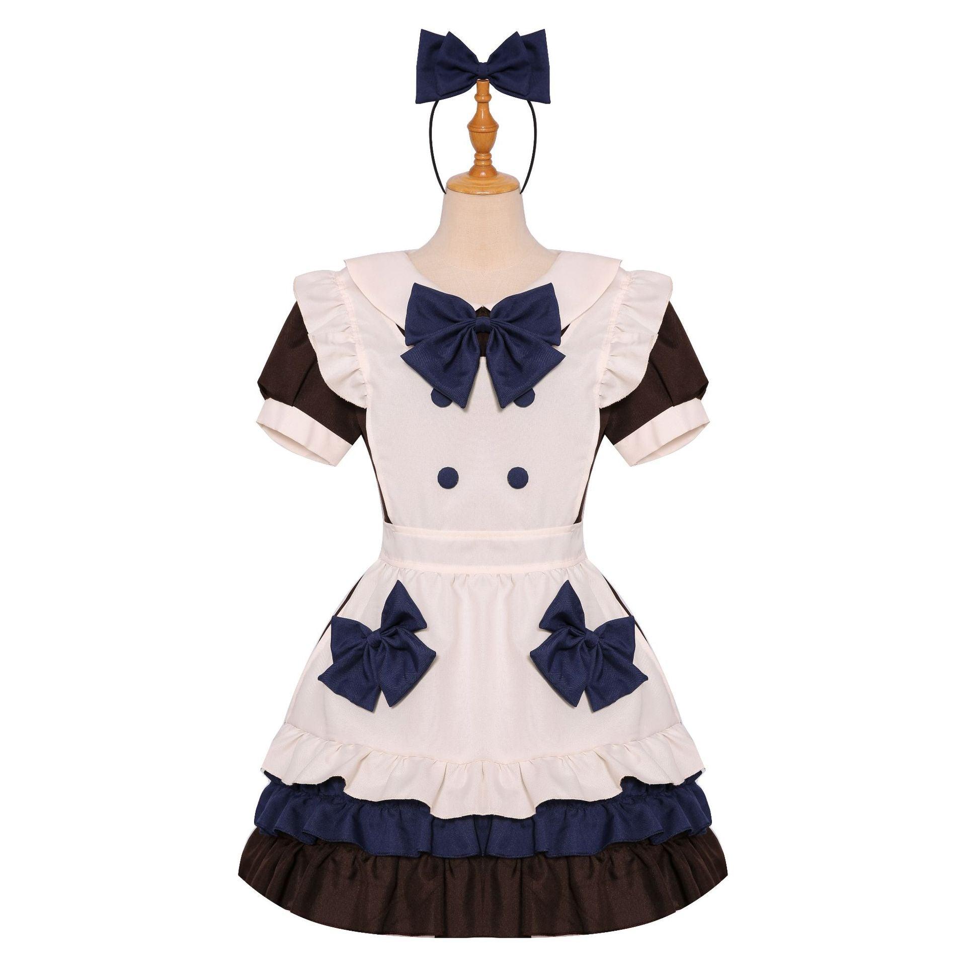 Cafe Waiter Anime Brown Maid Outfit Lolita Dress Japanese Cute Fancy Dress Cosplay Costume