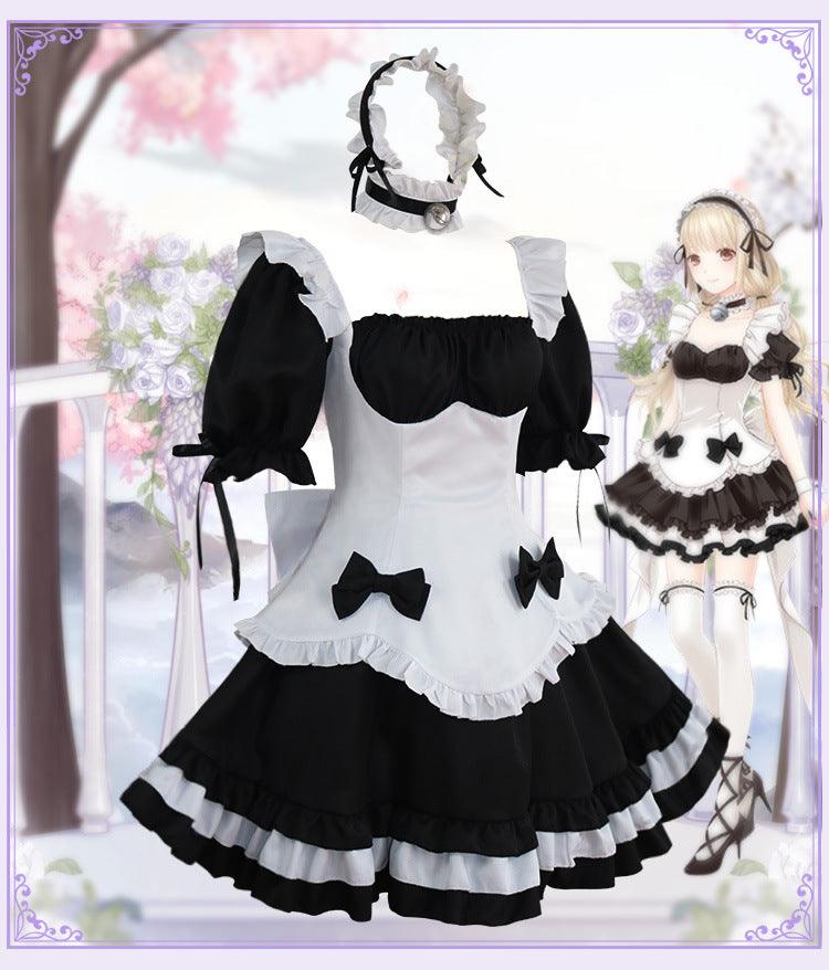 Miracle Nikki Black and White Maid Outfit Lolita Dress Fancy Anime Game Cosplay Costume