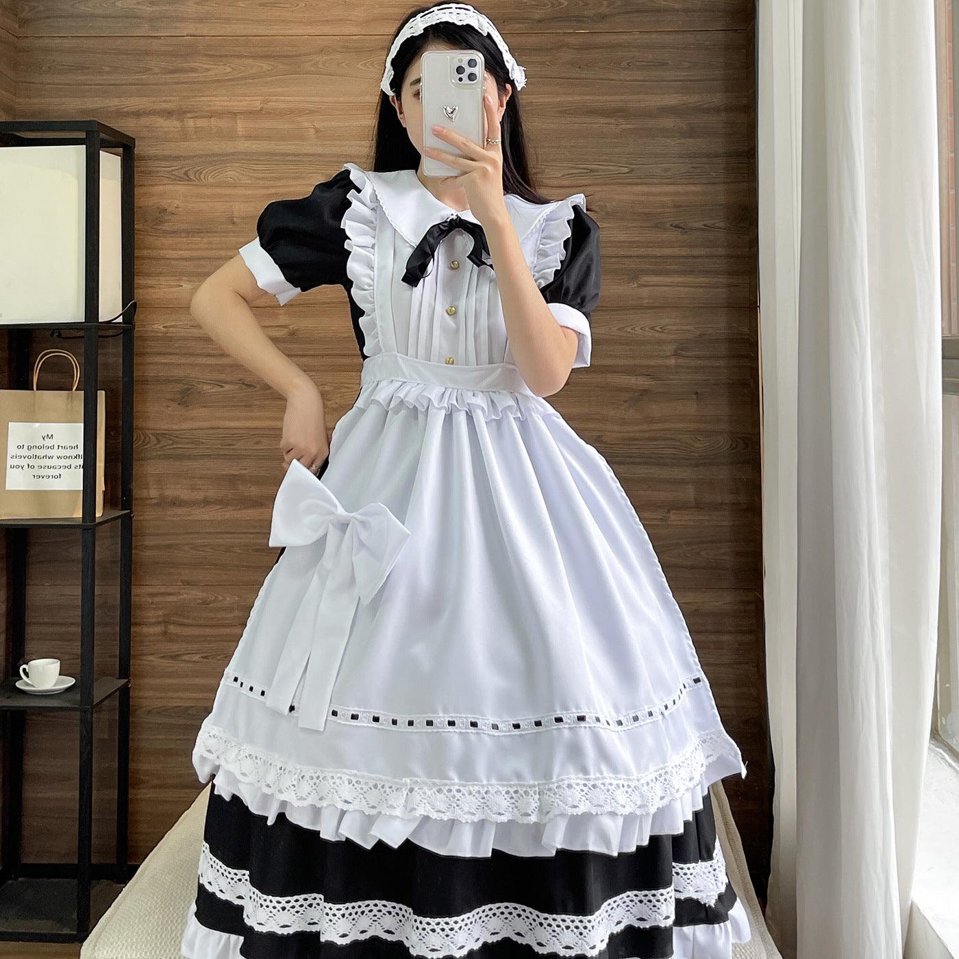 Traditional Short Sleeves Maid Outfit Lolita Dress Crossdresser CD Fancy Cosplay Costume