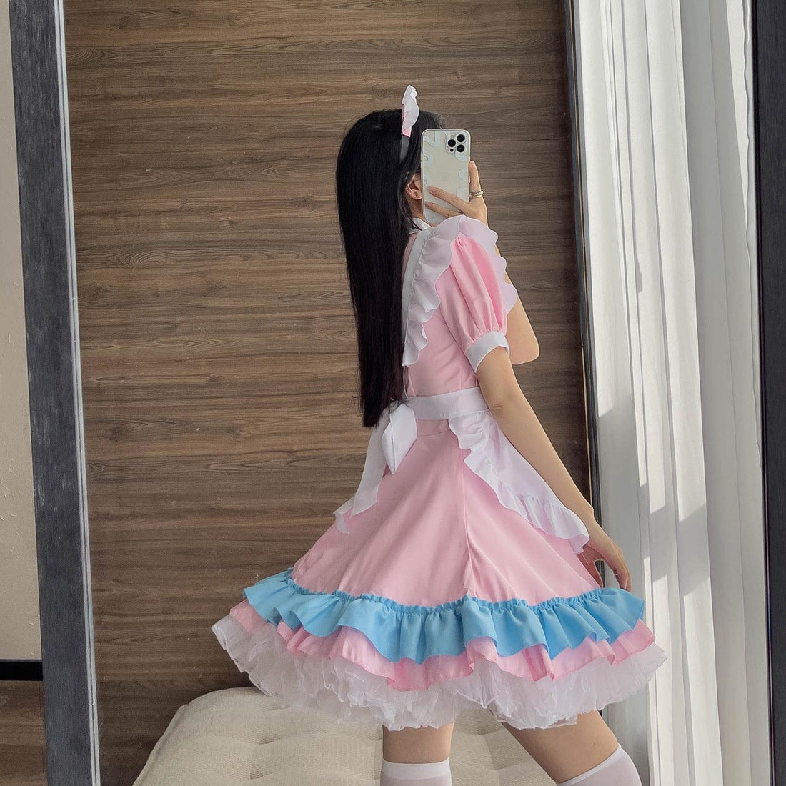 Pink and Blue Large Size Maid Outfit Lolita Dress for Man Woman Fancy Cosplay Costume