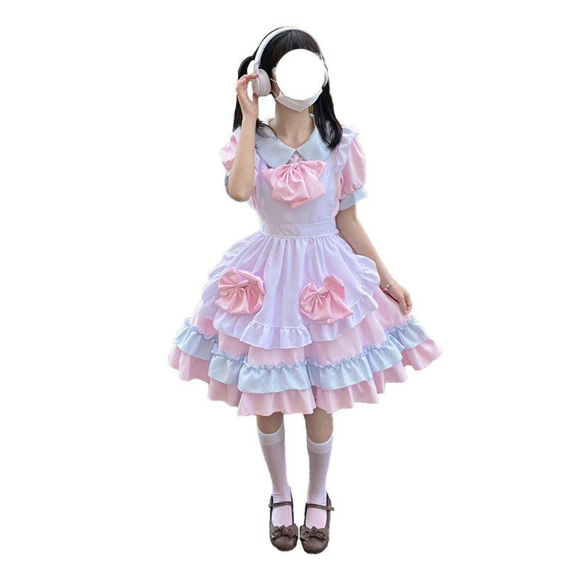 Cute Pink Anime Plus Size Maid Outfit Lolita Dress Japanese Fancy Dress Cosplay Costume