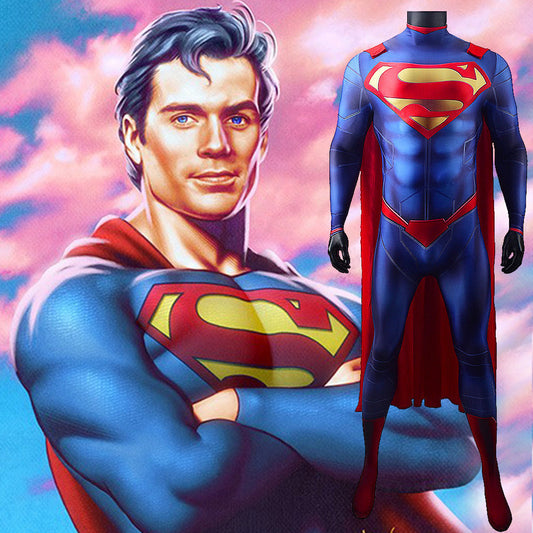 superman clark kent jumpsuits cosplay costume kids adult halloween bodysuit