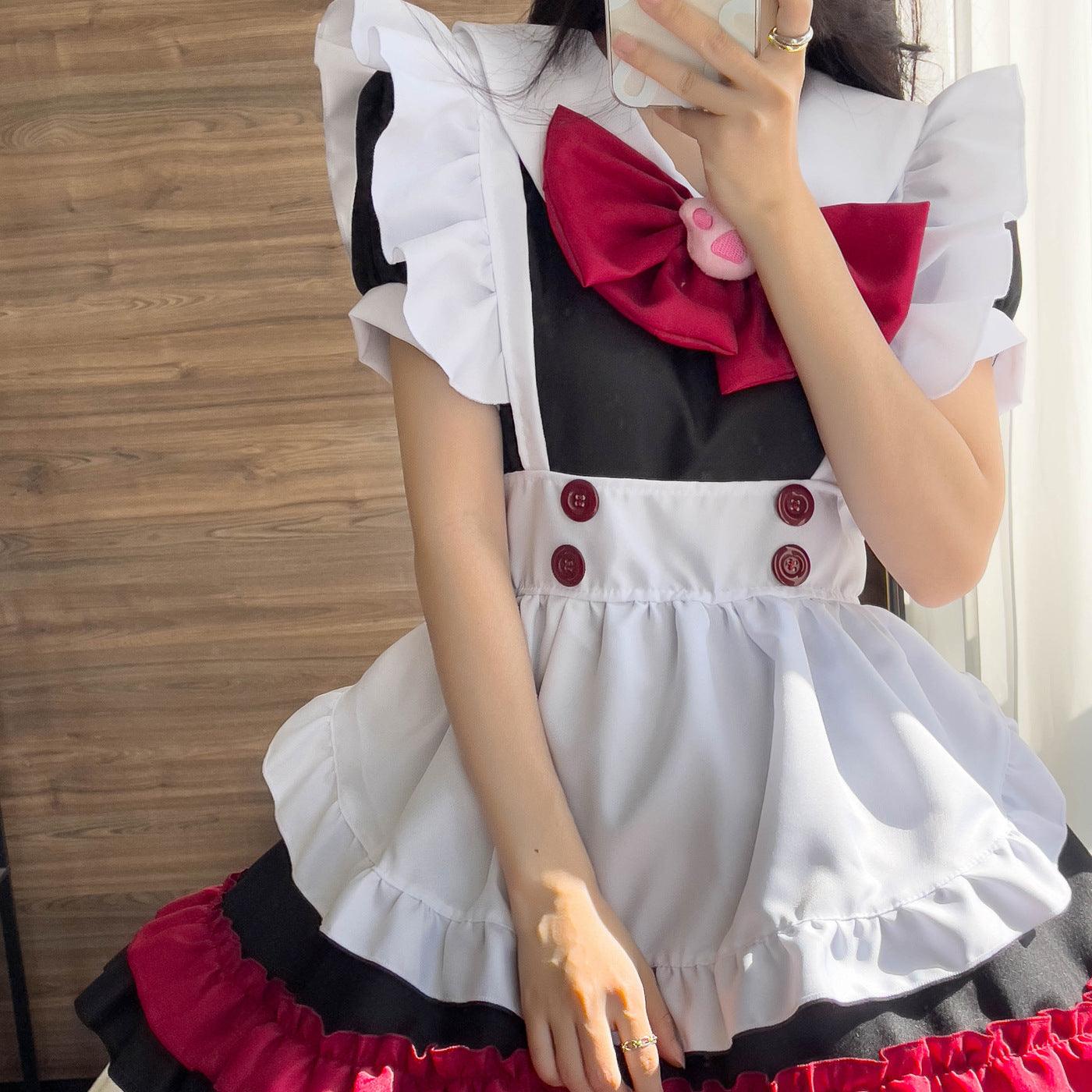 Halloween Vampire Devil Gothic Red Maid Outfit Lolita Dress Anime Fancy Cosplay Costume