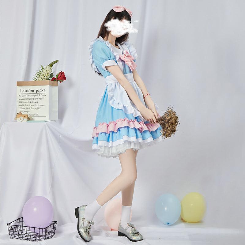 Original Light Blue Maid Outfit Lolita Dress Daily Fancy College Dress Cosplay Costume