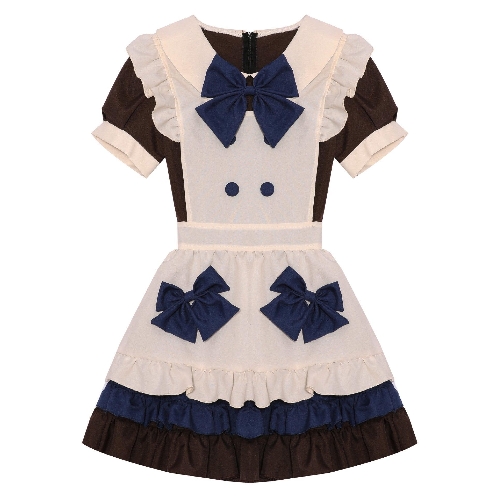 Cafe Waiter Anime Brown Maid Outfit Lolita Dress Japanese Cute Fancy Dress Cosplay Costume