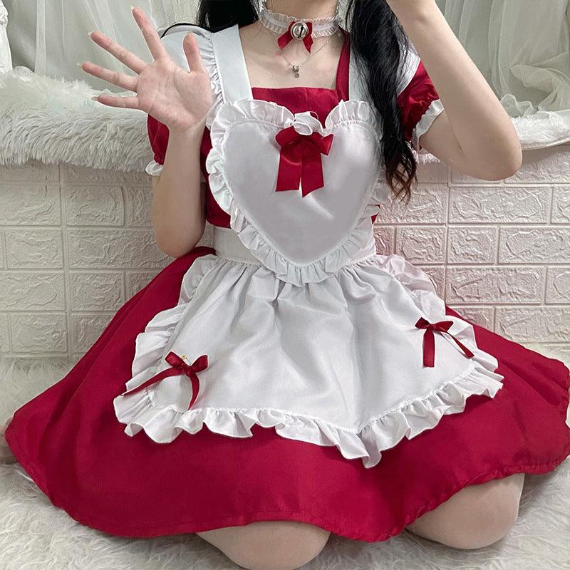 Alice Red Wine Sweetheart Anime Maid Outfit Lolita Dress Cute Fancy Dress Cosplay Costume