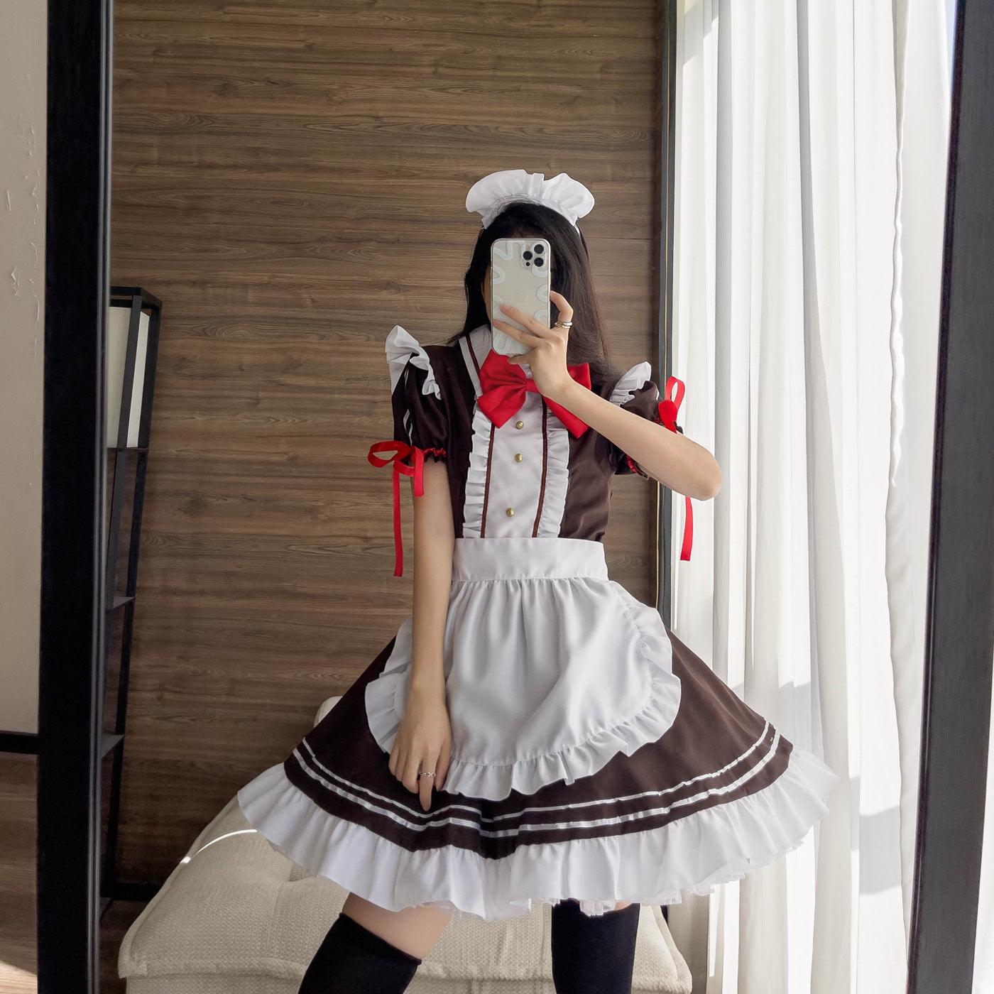 Coffee Waitress Maid Outfit Lolita Dress Anime Game Crossdresser CD Fancy Cosplay Costume