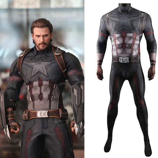 avengers infinity war captain america jumpsuits costume kids adult halloween bodysuit