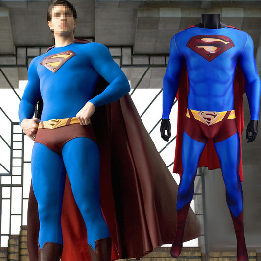 superman returns clark kent jumpsuits cosplay costume kids adult halloween bodysuit