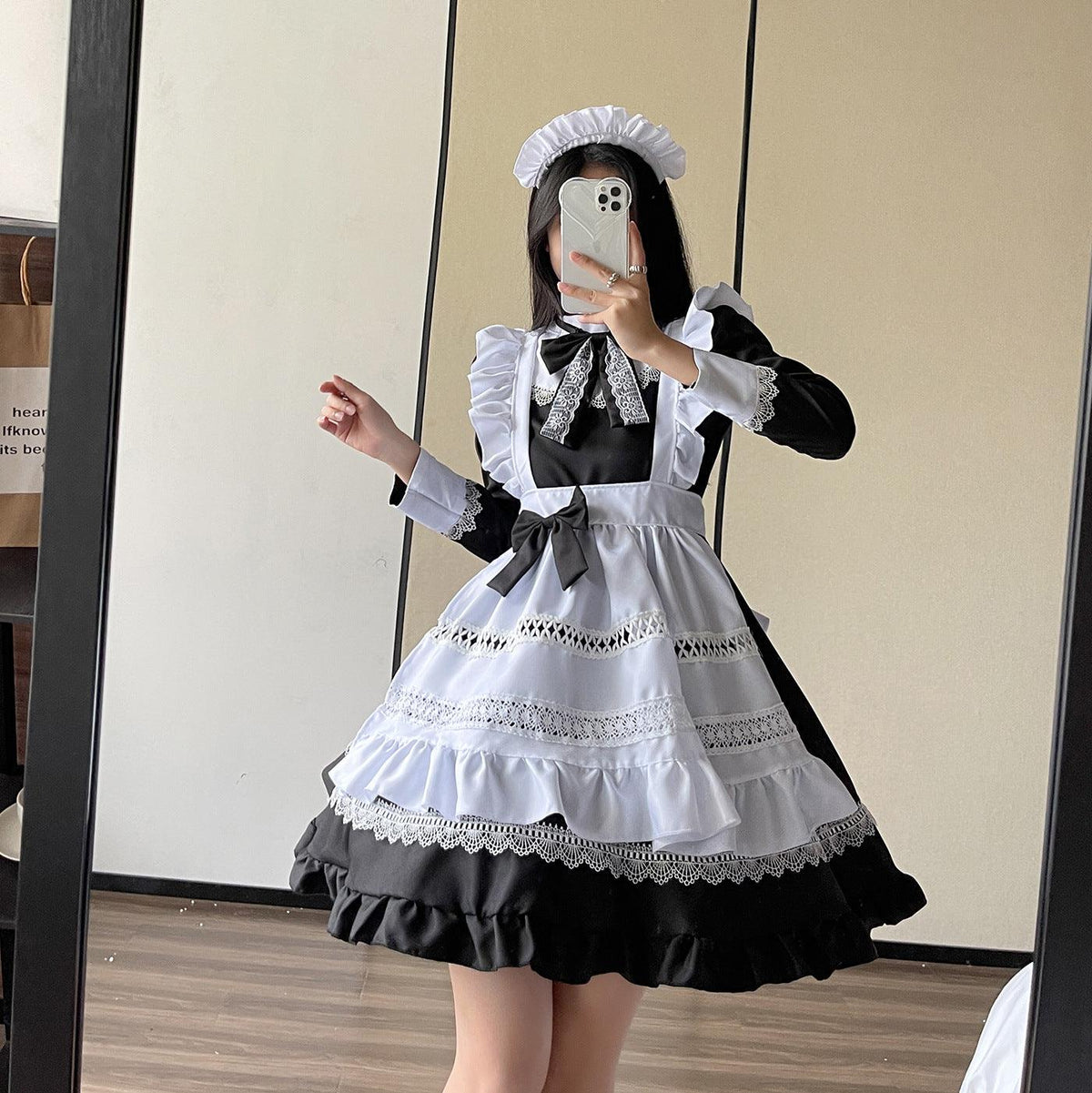 British Classic Maid Outfit Dress for Man Woman Crossdresser Anime Fa Black / S
