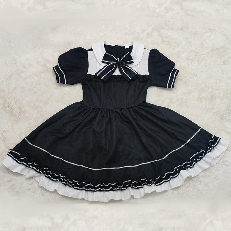 Black White Little Devil Daily Chef Girl Maid Outfit Lolita Dress Fancy Cosplay Costume