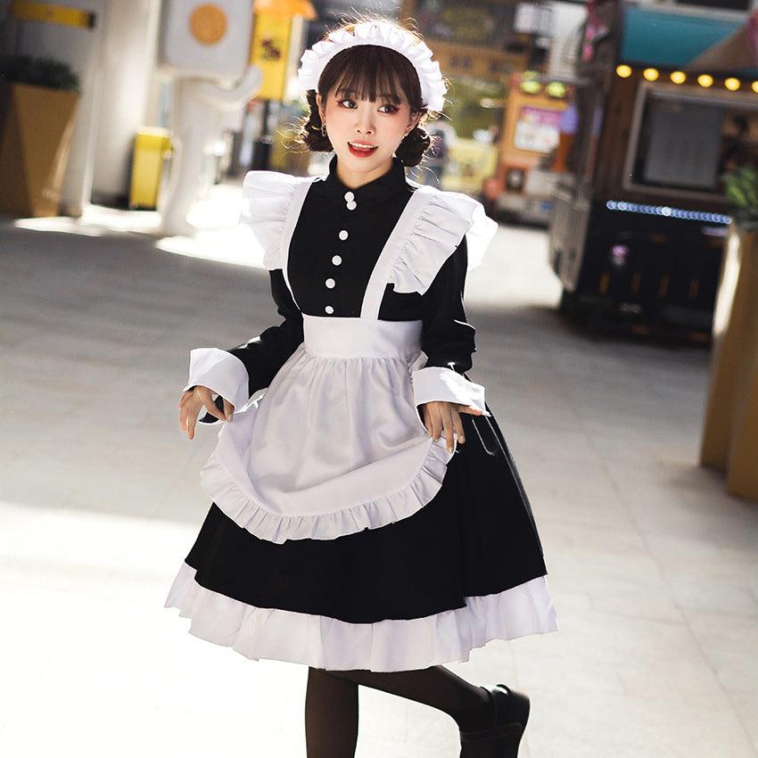 Black White Japanese Gothic Maid Outfit Lolita Dress Cross Dress CD Fancy Cosplay Costume