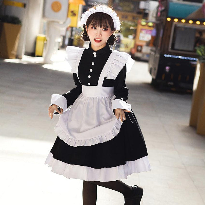 Black White Japanese Gothic Maid Outfit Lolita Dress Cross Dress CD Fancy Cosplay Costume