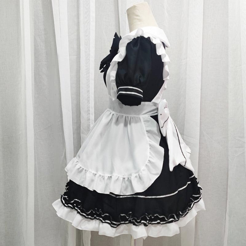 Black White Little Devil Daily Chef Girl Maid Outfit Lolita Dress Fancy Cosplay Costume