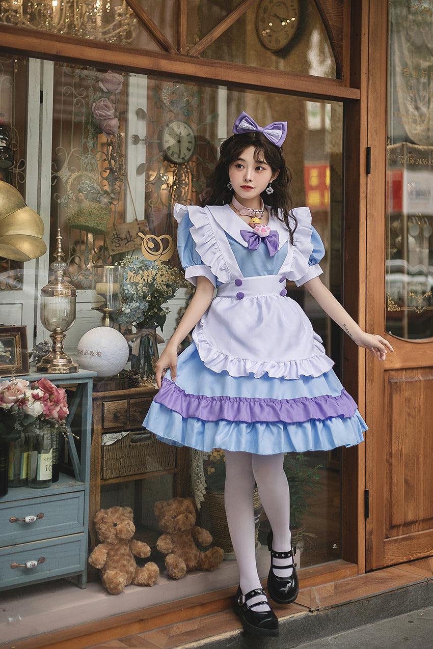 Pink Light Blue Cute Girl Maid Outfit Large Size Lolita Dress Crossdresser Cosplay Costume