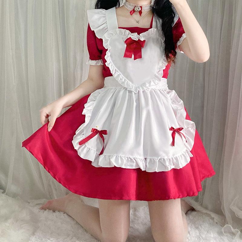 Alice Red Wine Sweetheart Anime Maid Outfit Lolita Dress Cute Fancy Dress Cosplay Costume