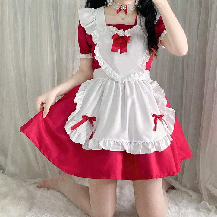 Alice Red Wine Sweetheart Anime Maid Outfit Lolita Dress Cute Fancy Dress Cosplay Costume