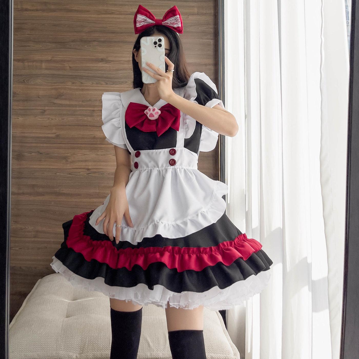 Halloween Vampire Devil Gothic Red Maid Outfit Lolita Dress Anime Fancy Cosplay Costume