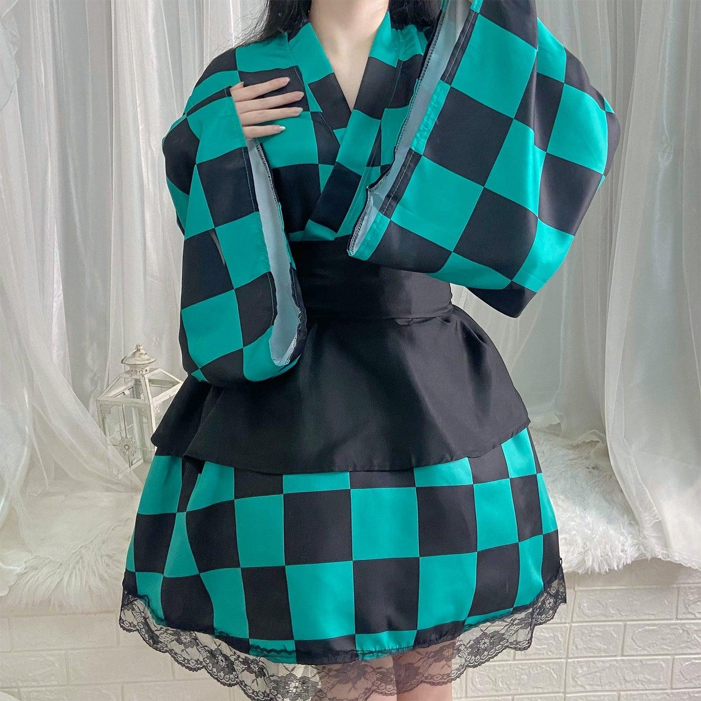 Demon Slayer Kamado Tanjiro Nezuko Anime Maid Outfit Lolita Dress Japanese Cosplay Costume