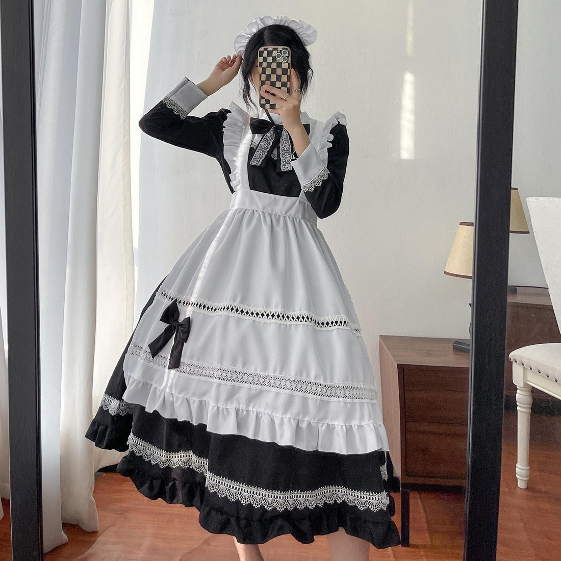 British Aristocratic Long Maid Outfit Lolita Dress Crossdresser CD Fancy Cosplay Costume