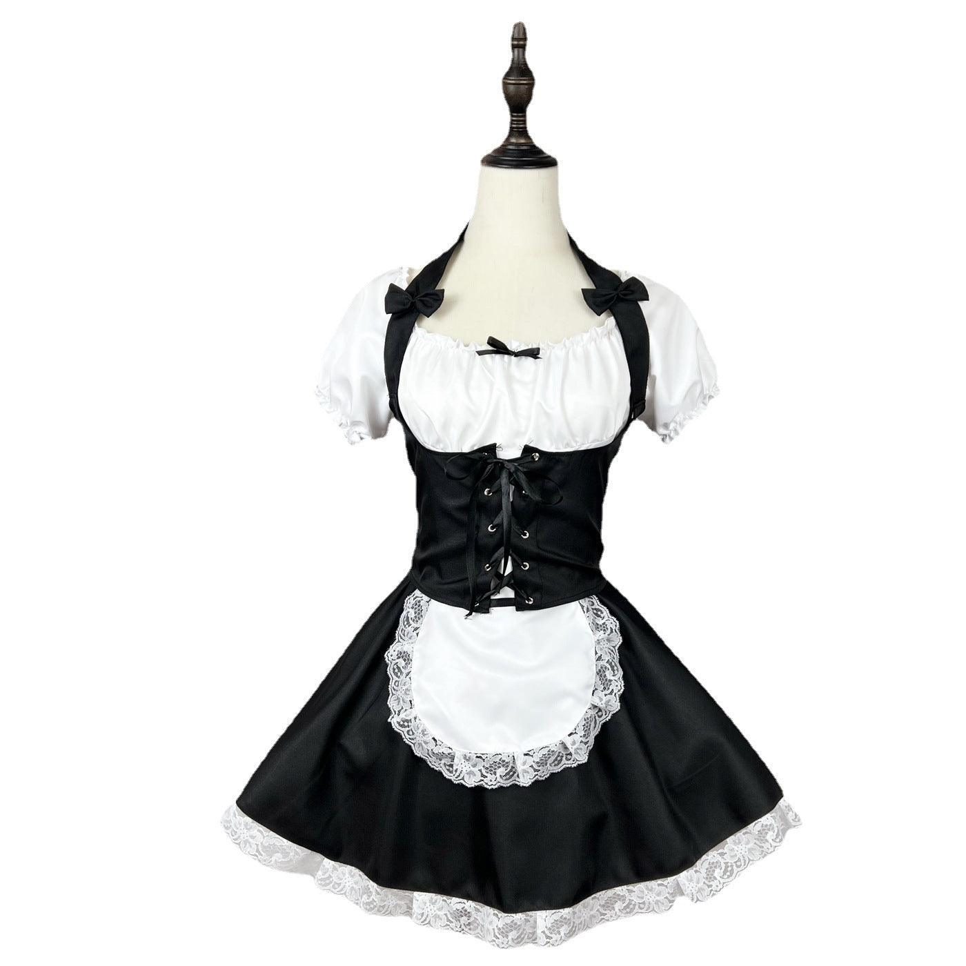 Black White Corset Large Size Maid Outfit Lolita Dress for Man Woman Fancy Cosplay Costume