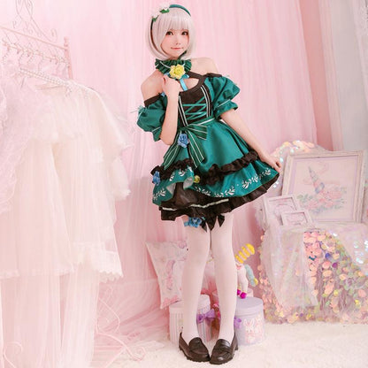 Anime Green Princess Dress V-Miku Yan He Maid Outfit Cute Lolita Dress Cosplay Costume