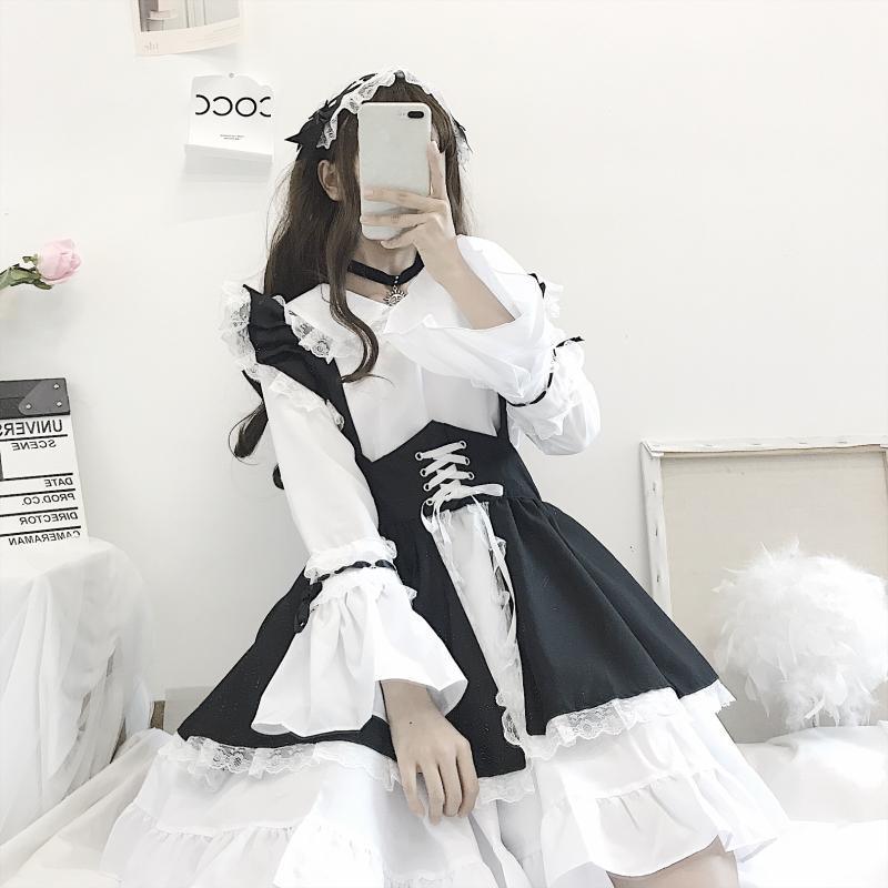 Men and Women Pink Maid Outfit Lolita Short Dress Fancy Cross Dress CD Cosplay Costume