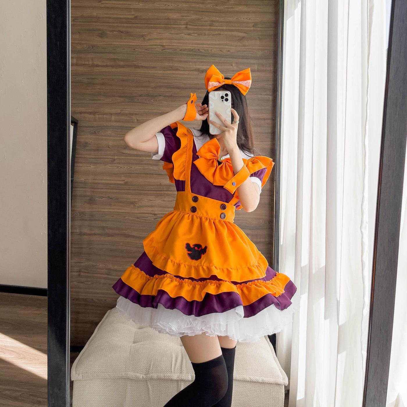Halloween Maid Lolita Dress Outfit Anime Cosplay Uniform Waitress