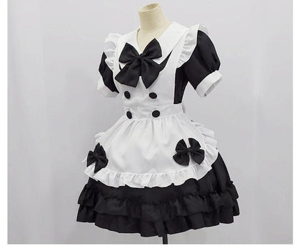 Cafe Waiter Maid Outfit Lolita Dress Sissy women clothing Cute Fancy Dress Cosplay Costume