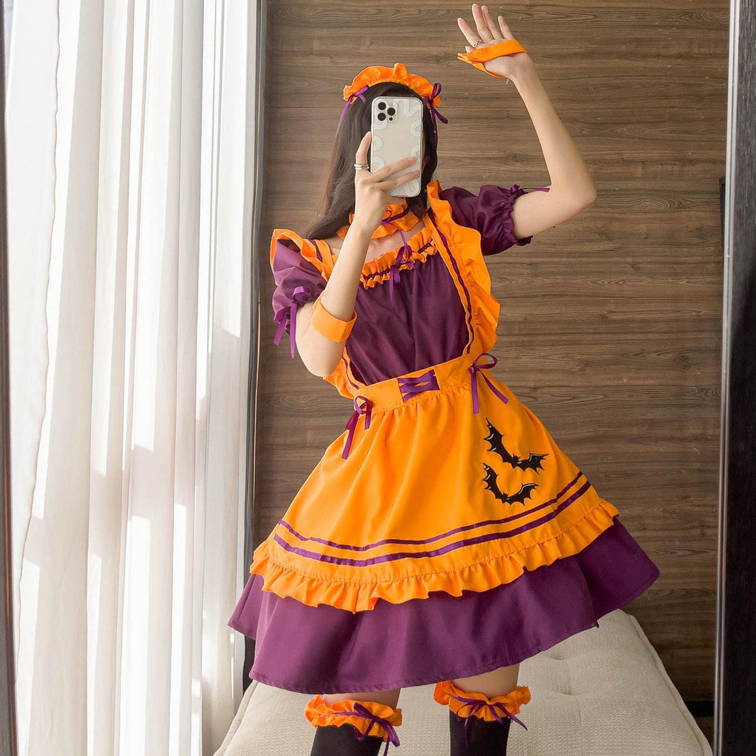 Halloween Anime Orange Maid Outfit Lolita Dress Crossdresser Large Fancy Cosplay Costume