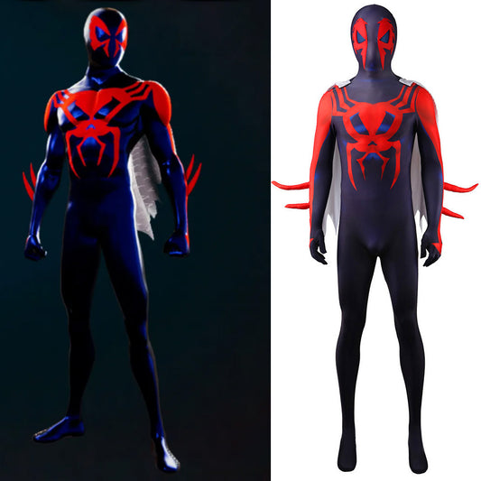 2099 Spider-Man Jumpsuit with Cloak Cosplay Costume Kids Adult Halloween Bodysuit