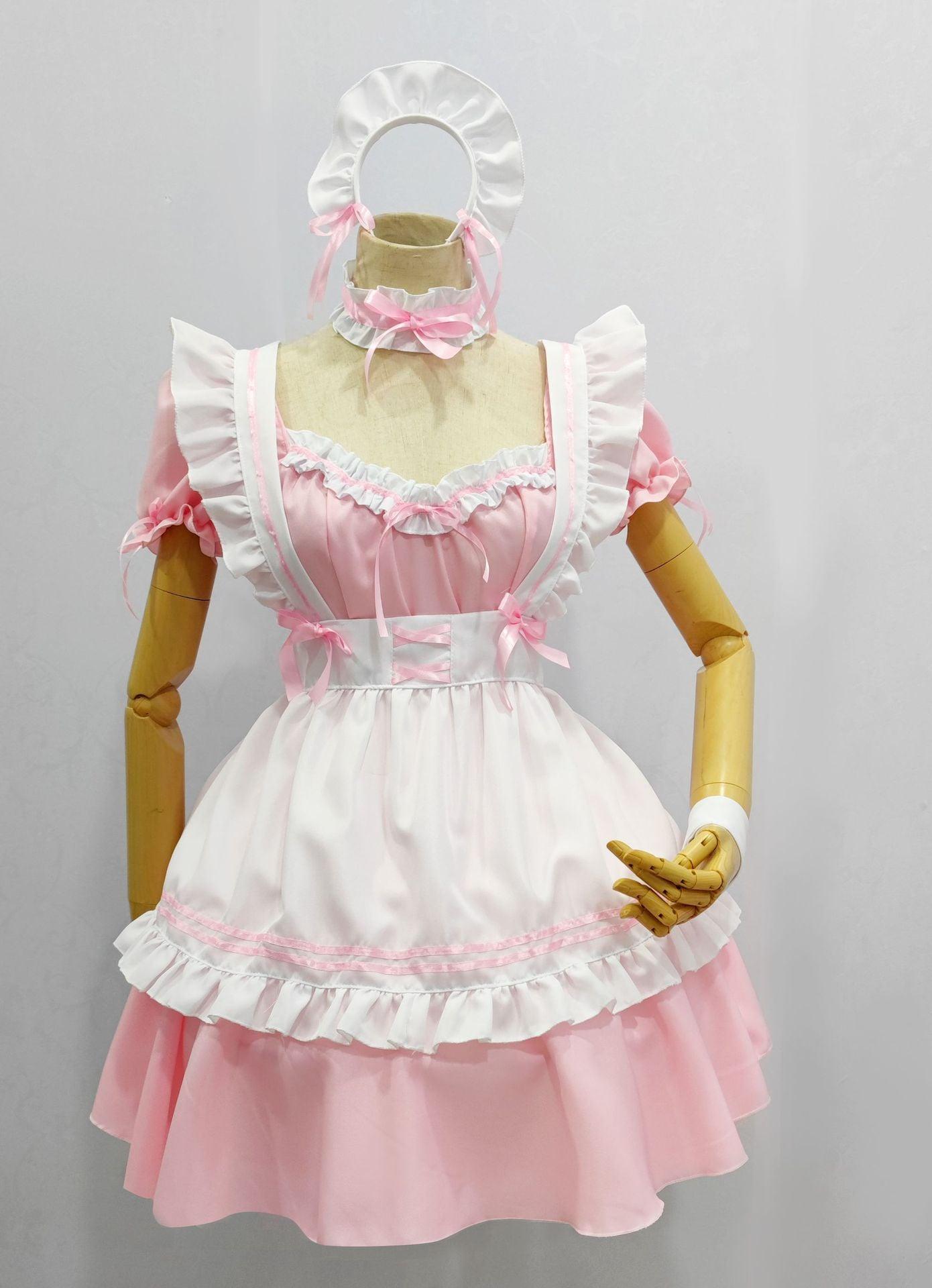 Miracle Nikki Pink Maid Outfit Lolita Dress Fancy Cross Dress CD Anime Cosplay Costume
