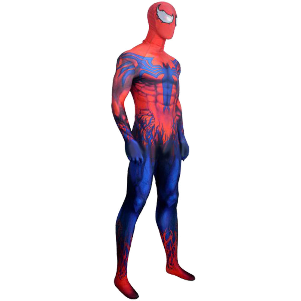 venom symbitote spiderman red blue jumpsuits costume kids adult halloween bodysuit