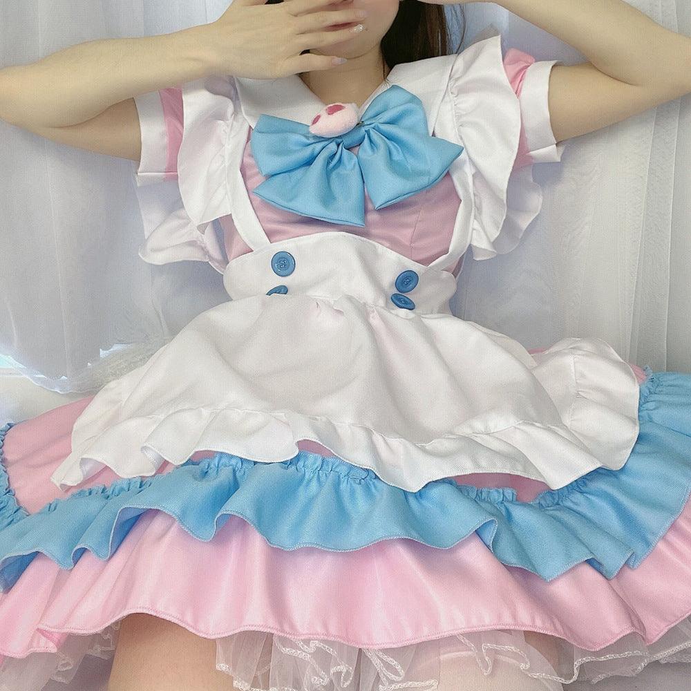 Cute Big Bow French Maid Outfit Plus Size Dress Lolita Fancy Dress Cosplay Costume