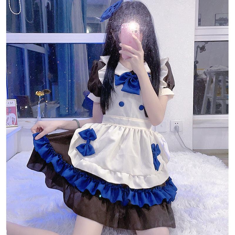 Cafe Waiter Anime Brown Maid Outfit Lolita Dress Japanese Cute Fancy Dress Cosplay Costume