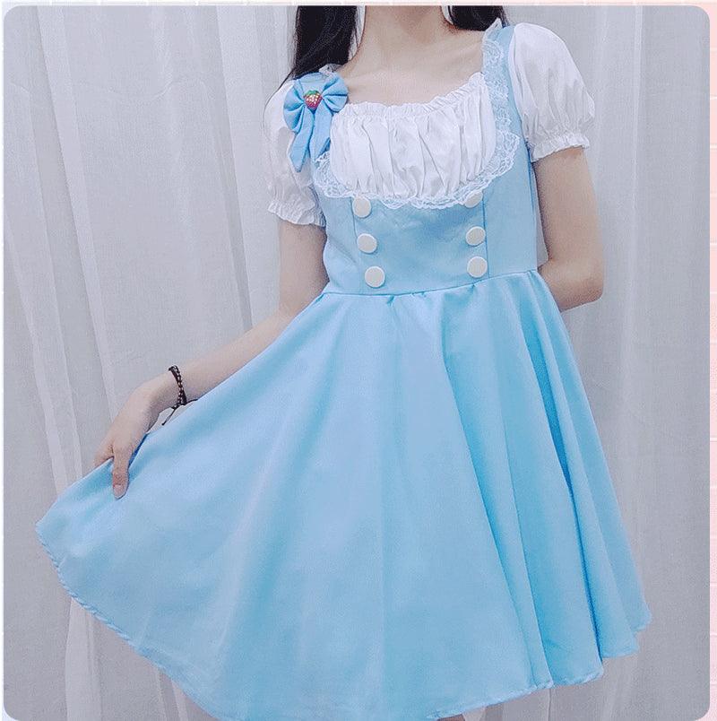Blue Princess Dress Anime Maid Outfit Lolita Dress Japanese Fancy Dress Cosplay Costume