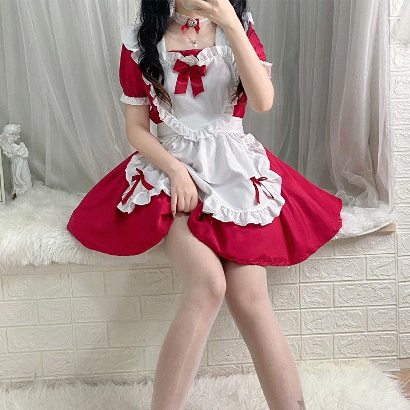 Alice Red Wine Sweetheart Anime Maid Outfit Lolita Dress Cute Fancy Dress Cosplay Costume