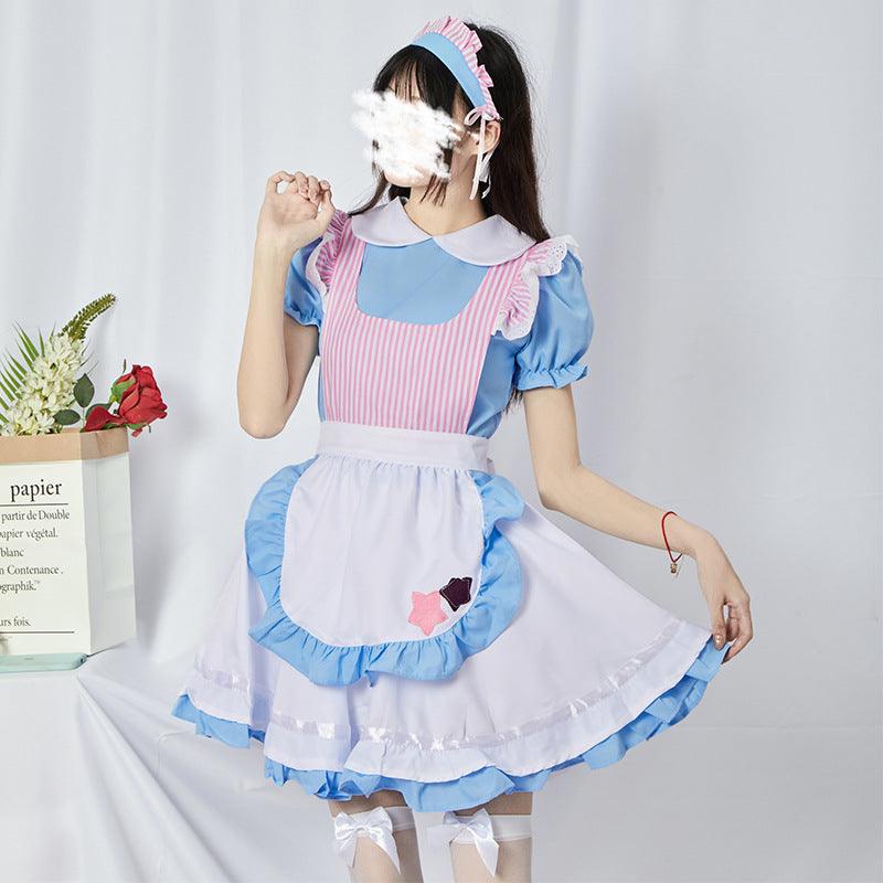 Blue Cute Cat Maid Outfit Dress Sissy Lolita Fancy Dress Japanese Anime Cosplay Costume