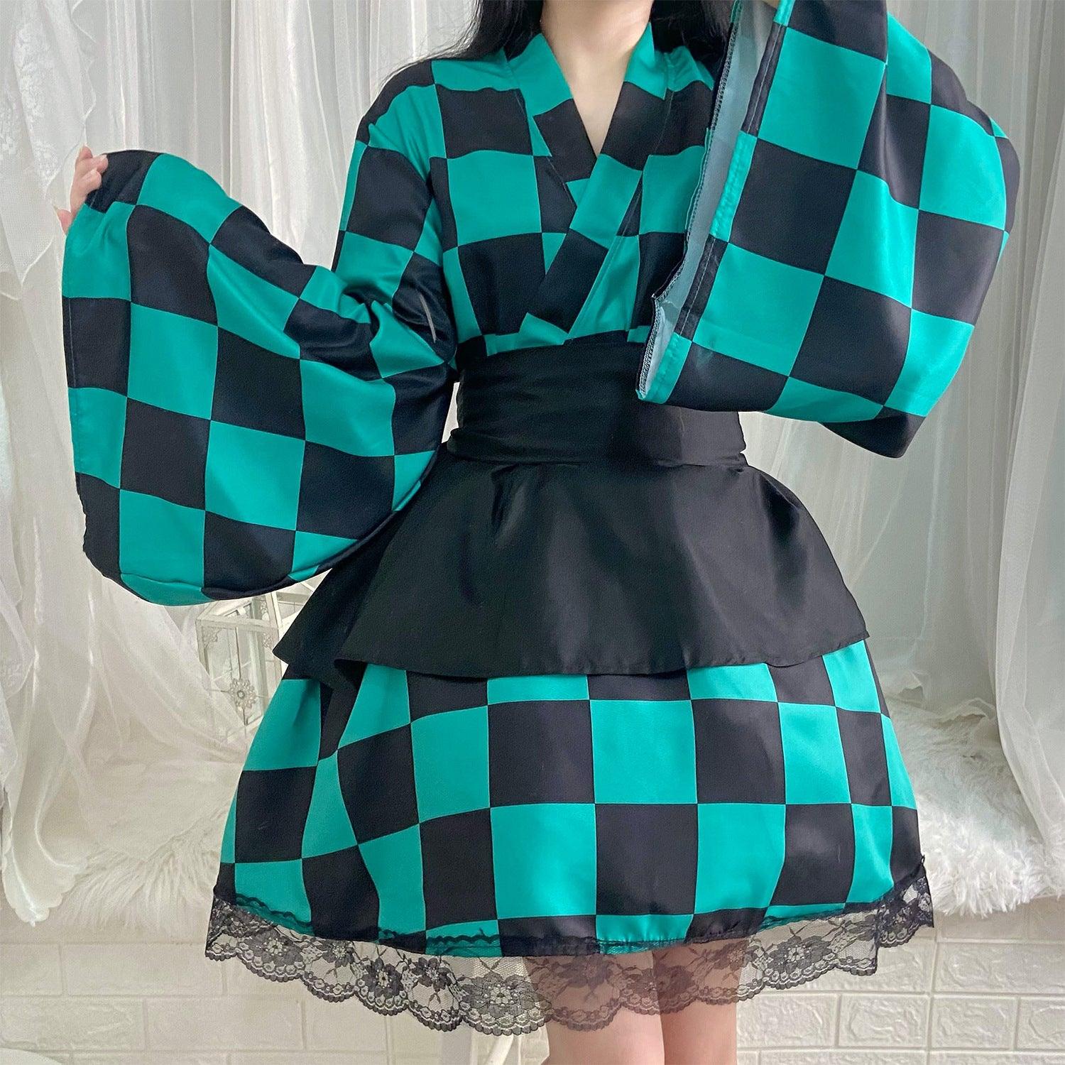 Demon Slayer Kamado Tanjiro Nezuko Anime Maid Outfit Lolita Dress Japanese Cosplay Costume