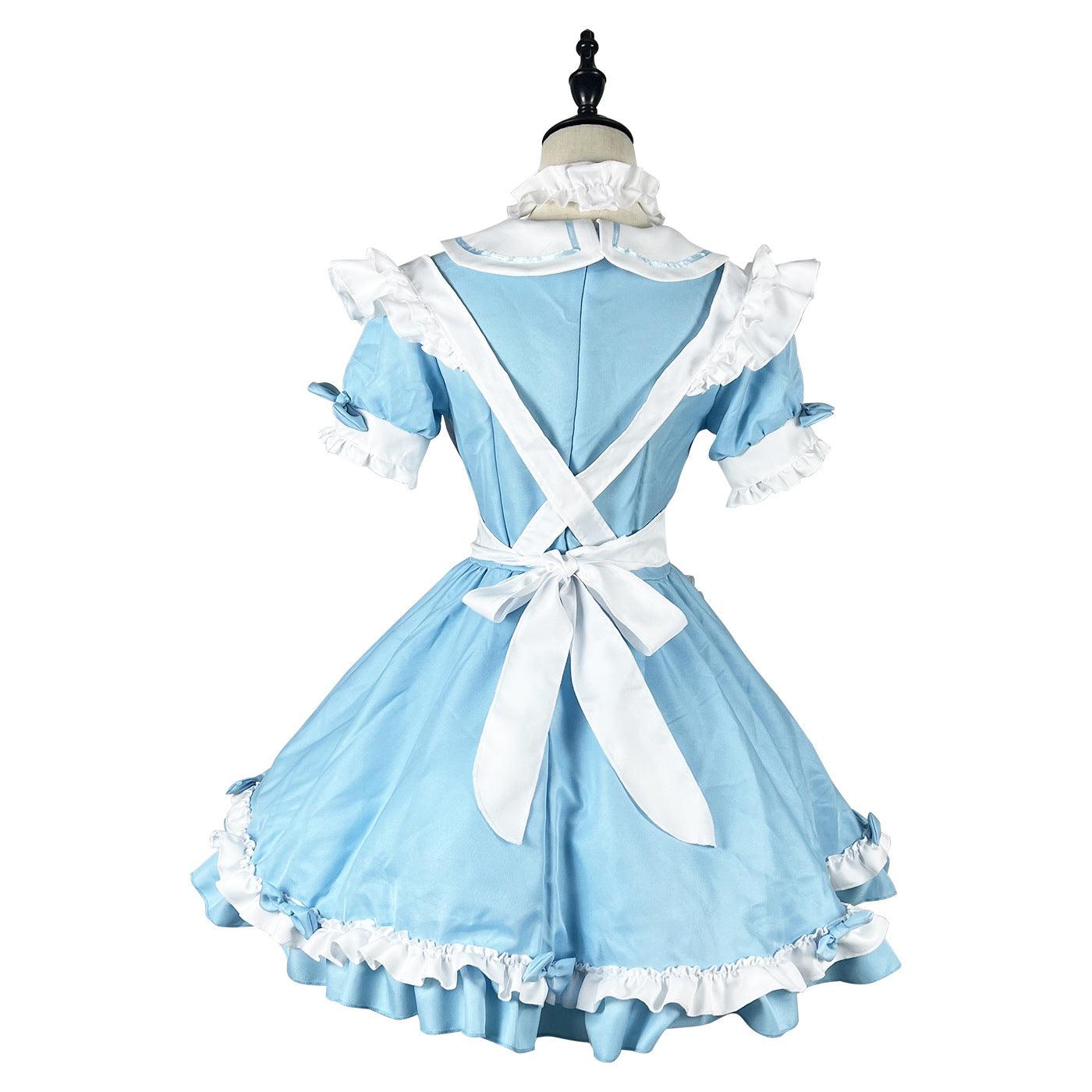 Light Blue Alice Maid Outfit Lolita Dress Anime Game Fancy Large Size CD Cosplay Costume