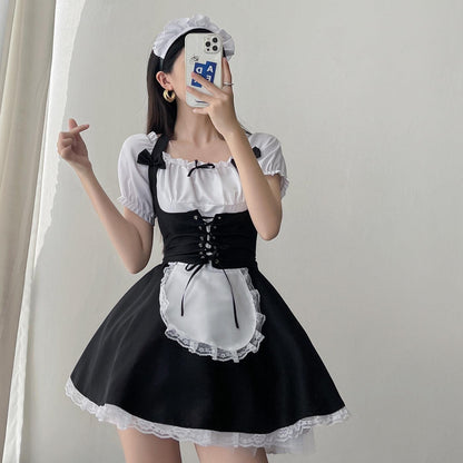 Black White Corset Large Size Maid Outfit Lolita Dress for Man Woman Fancy Cosplay Costume