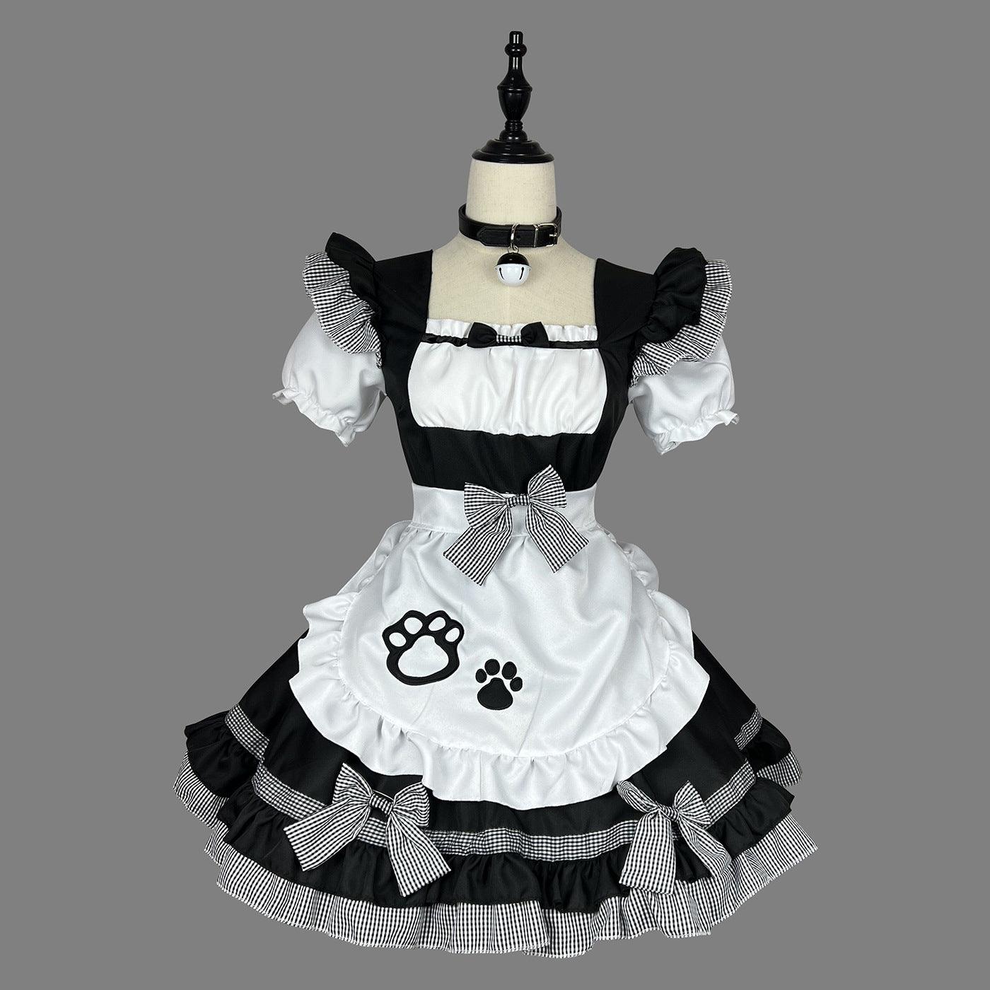 Japanese Black and White Classic Catgirl Maid Outfit Plus Size Lolita Fancy Dress Cosplay