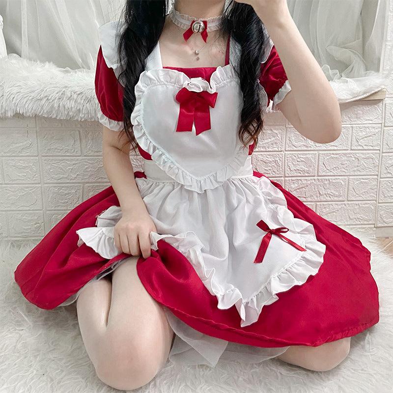 Alice Red Wine Sweetheart Anime Maid Outfit Lolita Dress Cute Fancy Dress Cosplay Costume